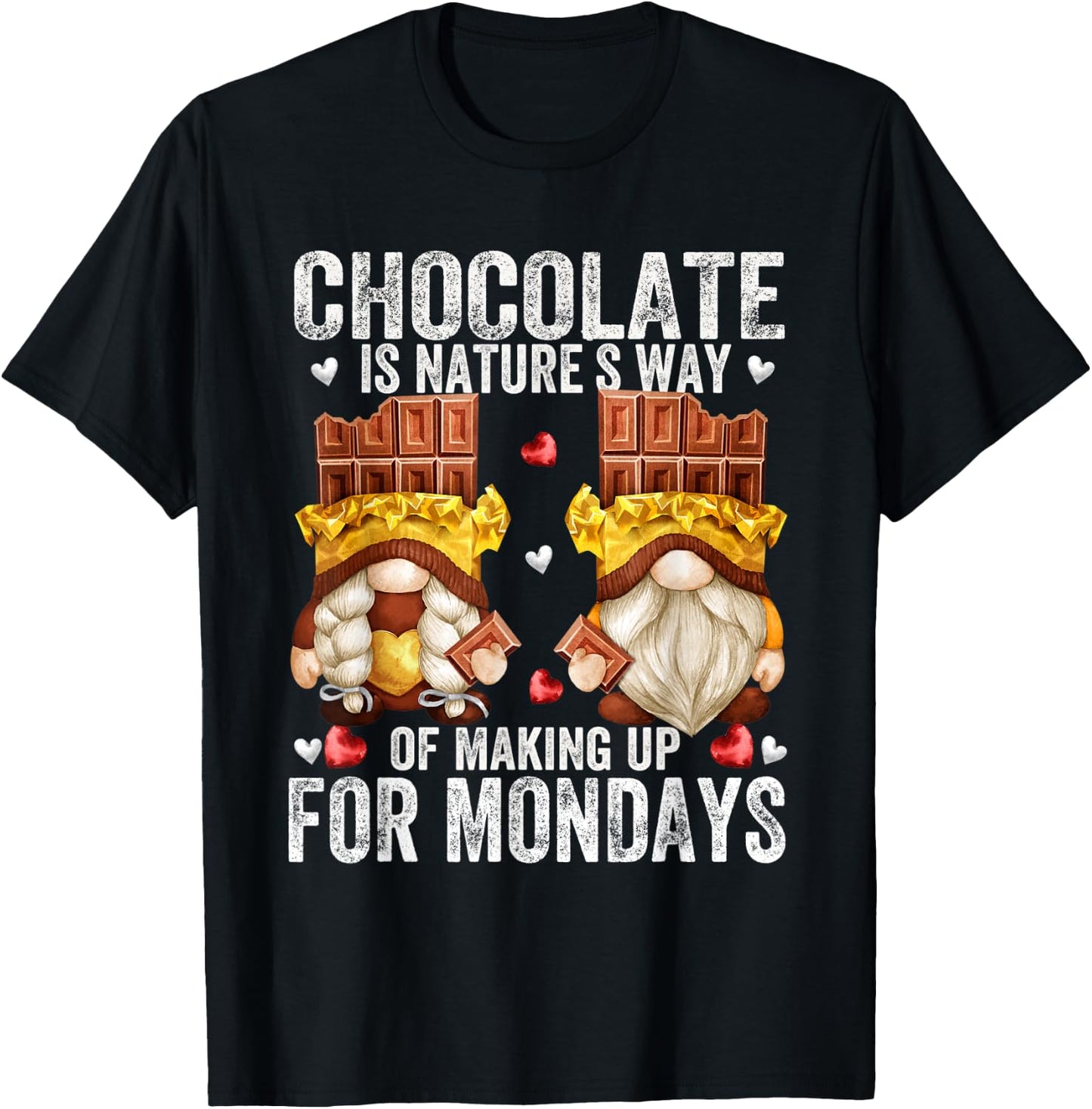 Funny Monday Gnomes And Men Brown Chocolate T-Shirt - T-Shirt | Black