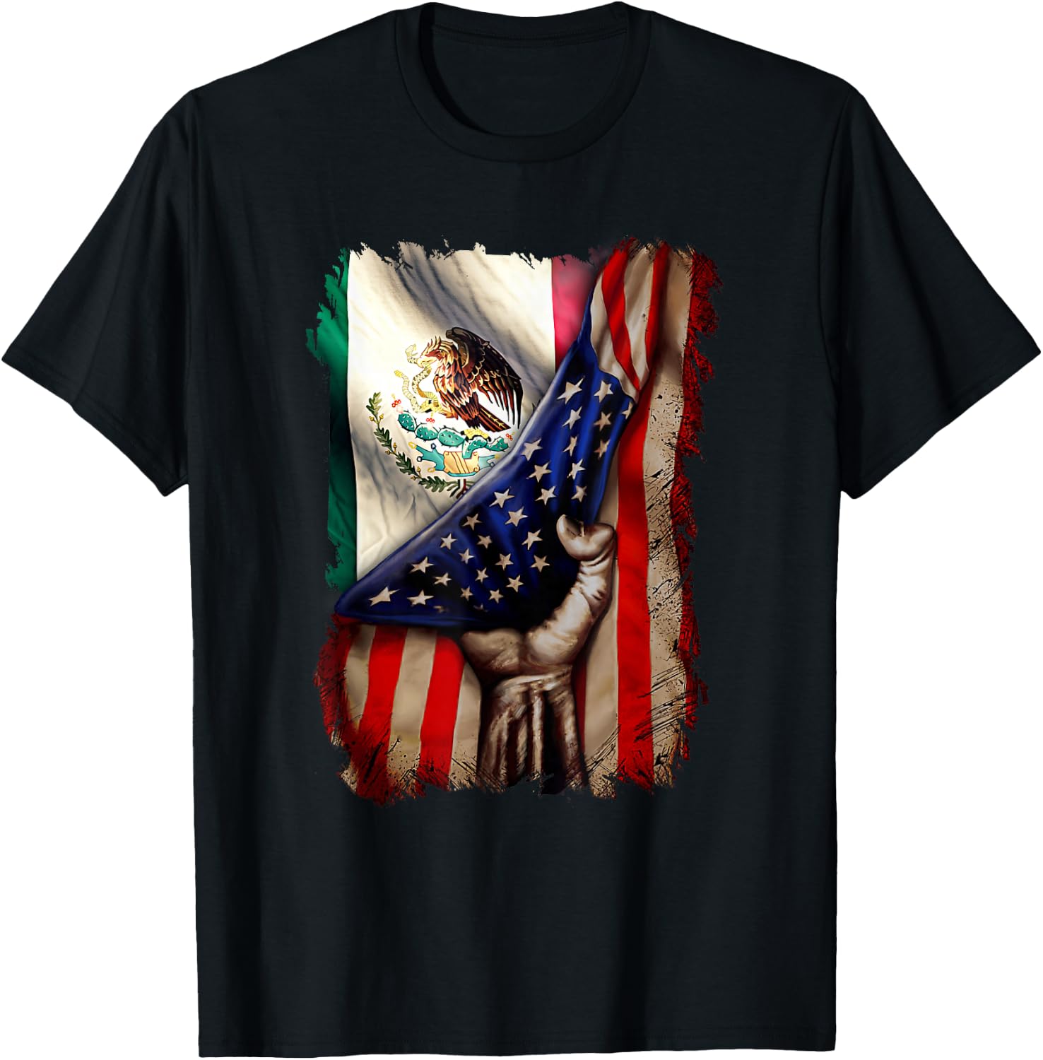 Mexican Roots American Mexican Flag Mexico is Calling T-Shirt - T-Shirt | Black