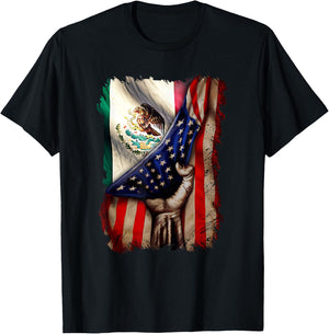 Mexican Roots American Mexican Flag Mexico is Calling T-Shirt - T-Shirt | Black