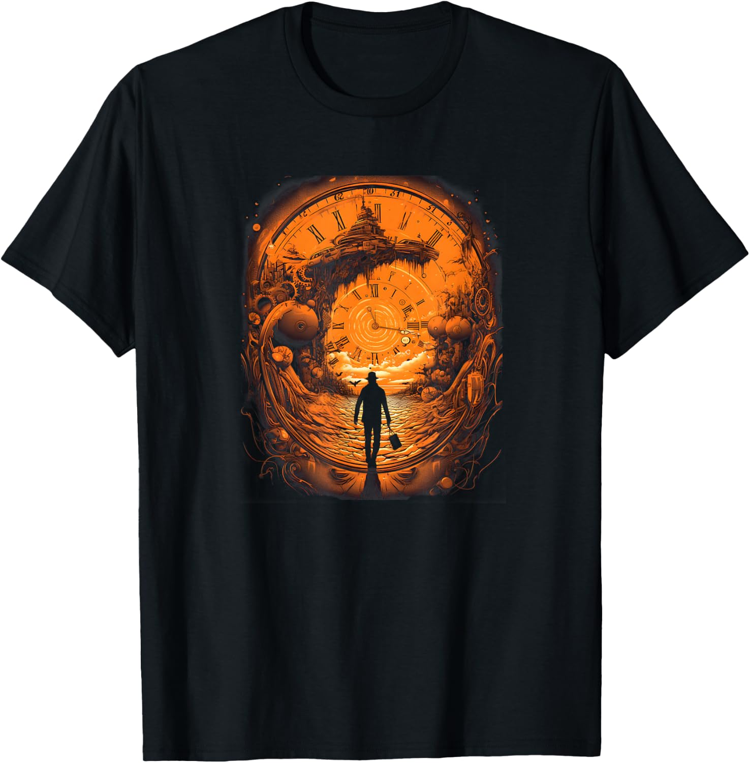Time Traveler: Time Travel Tunnel Scientist in Time Machine T-Shirt - T-Shirt | Black
