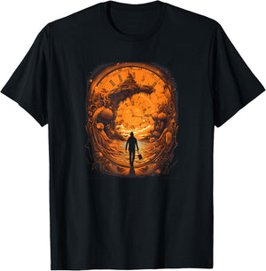 Time Traveler: Time Travel Tunnel Scientist in Time Machine T-Shirt - T-Shirt | Black