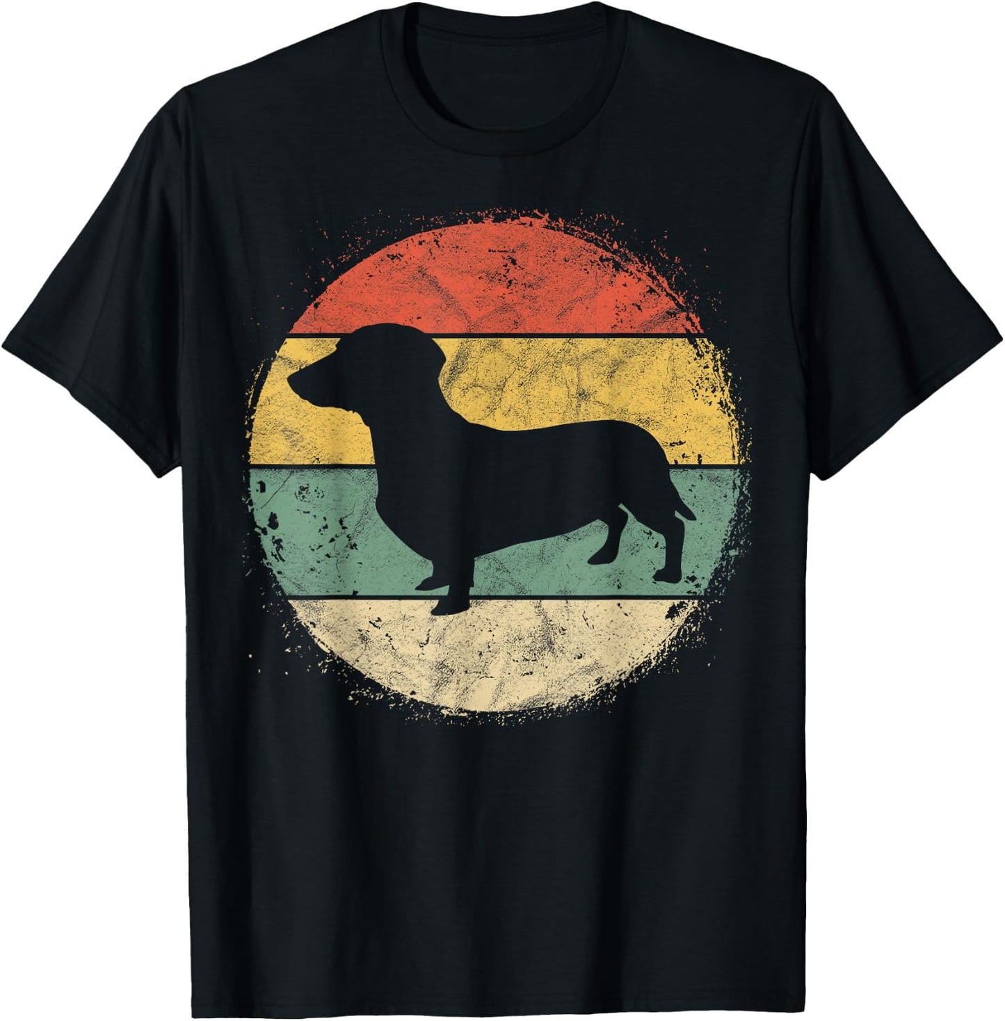 Circular Retro Dachshund Owner Gift Doxie Parents Dog Mom Men Women Girls Kids T-Shirt - T-Shirt | Black