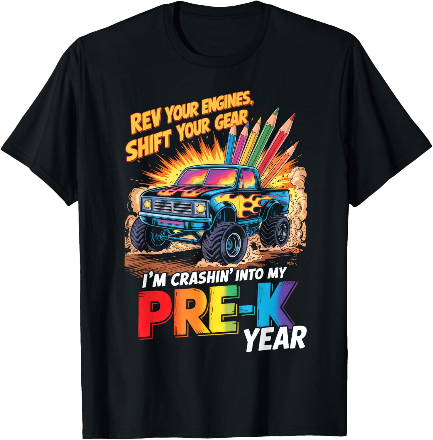 Back to School Pre-K Preschool Monster Truck First Day Boys T-Shirt - T-Shirt | Black