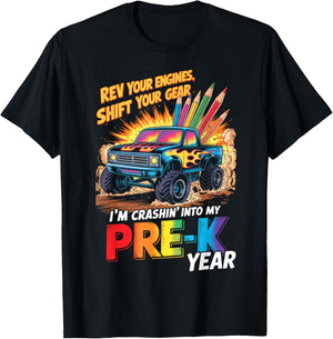 Back to School Pre-K Preschool Monster Truck First Day Boys T-Shirt - T-Shirt | Black