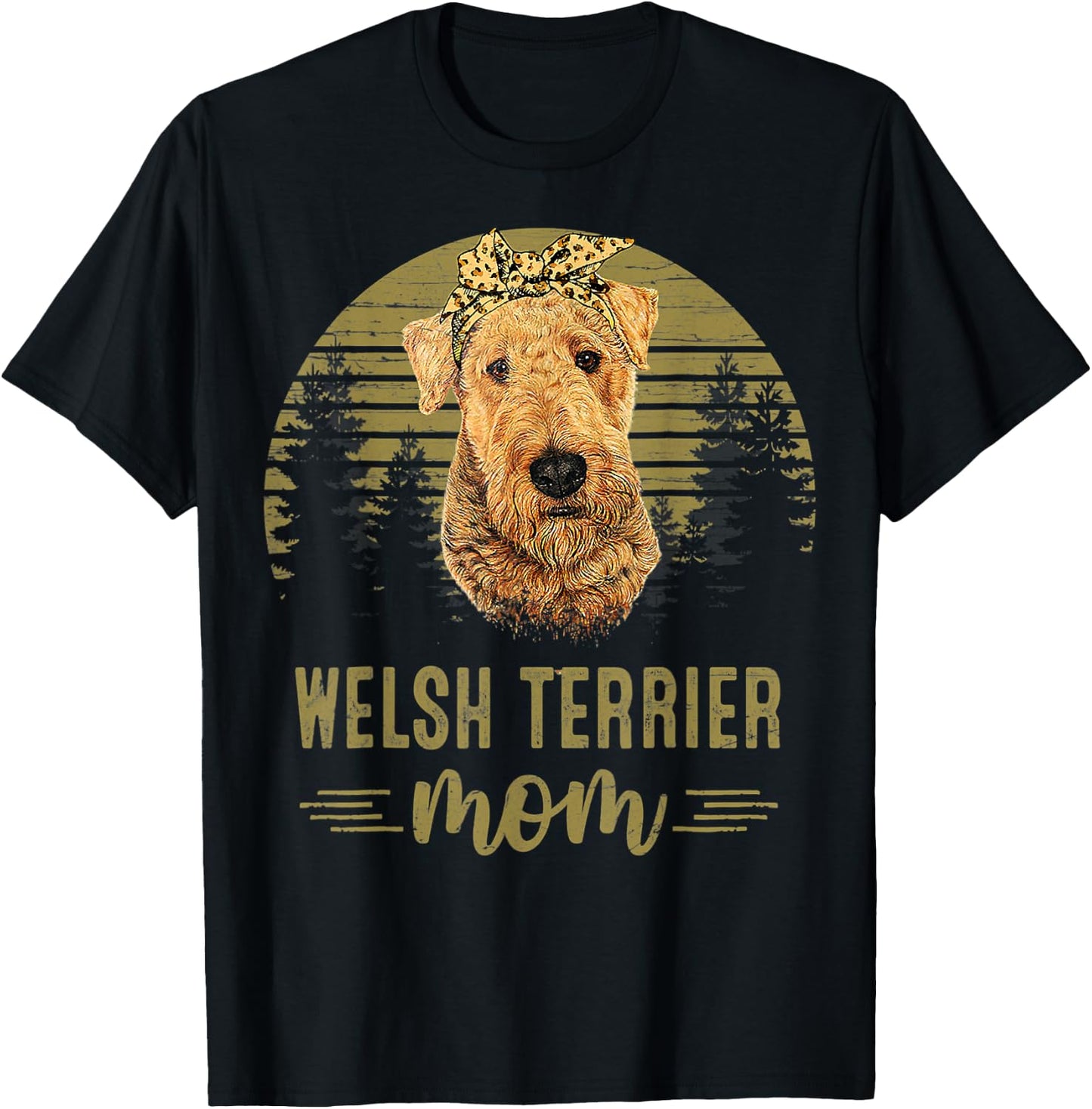 Vintage Welsh Terrier Mom Dog Lover Mother's Day Women Kids T-Shirt - T-Shirt | Black