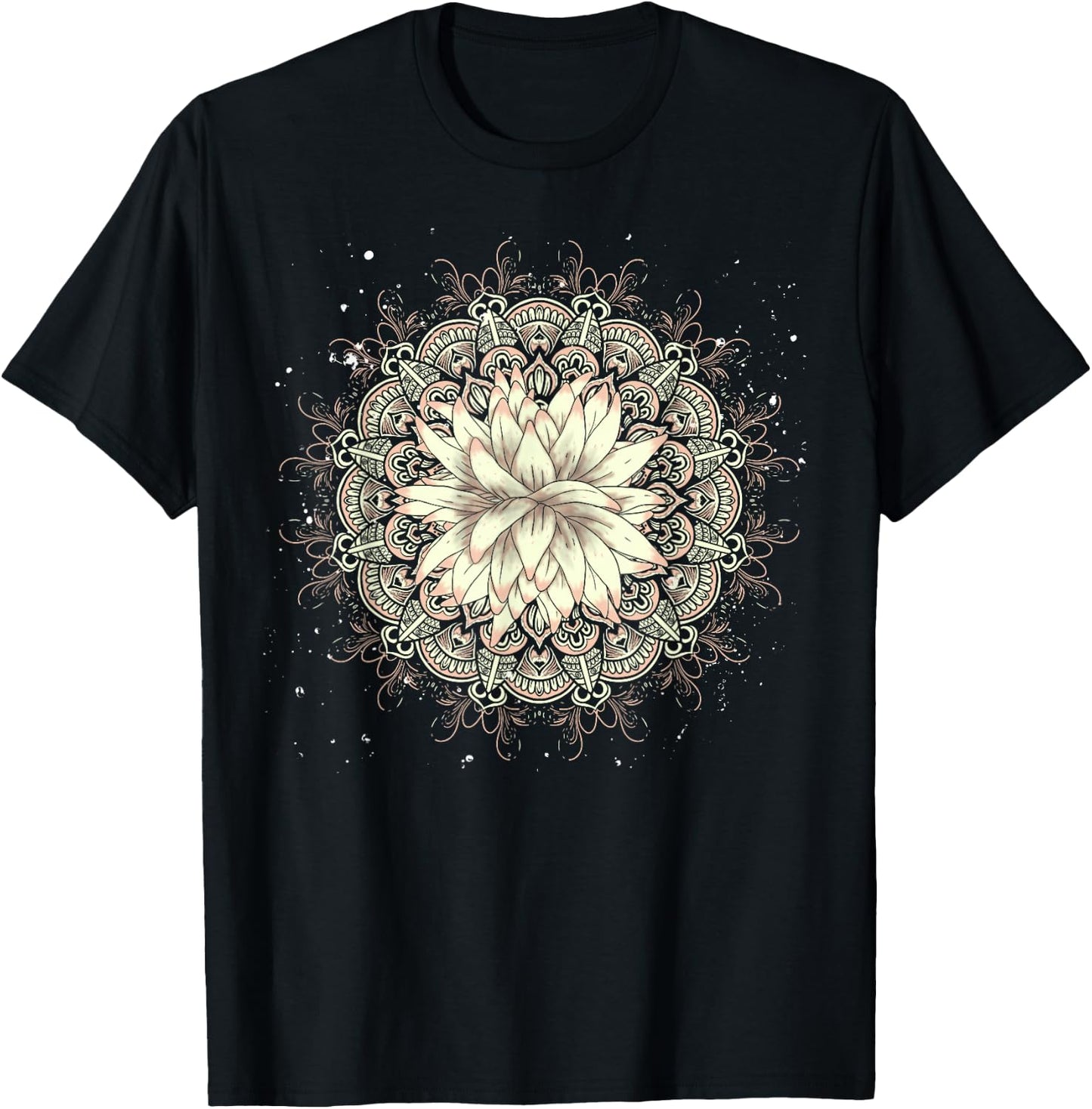 Buddhist Flower Blossom Prana Art Spiritual Lotus Mandala T-Shirt - T-Shirt | Black