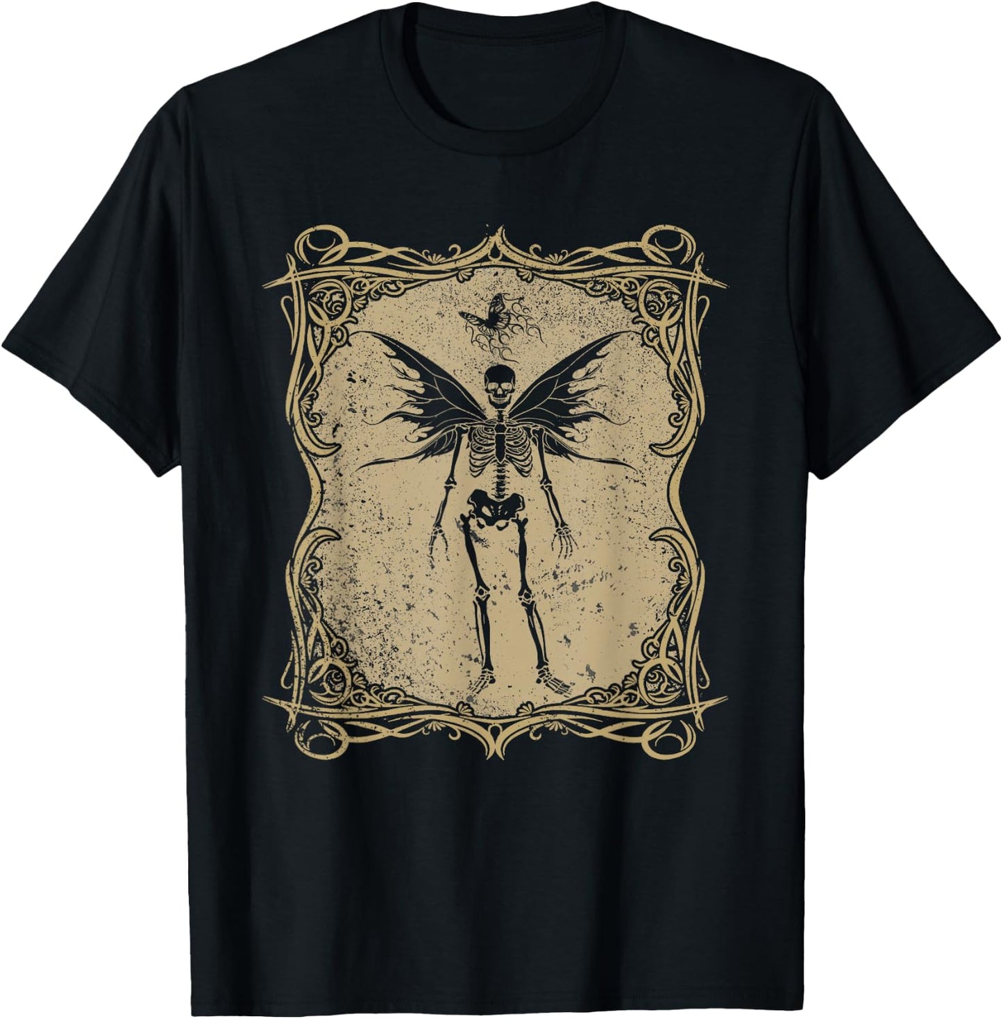 Fairy Grunge Aesthetic Butterfly Skeleton Fairycore Gothic T-Shirt - T-Shirt | Black