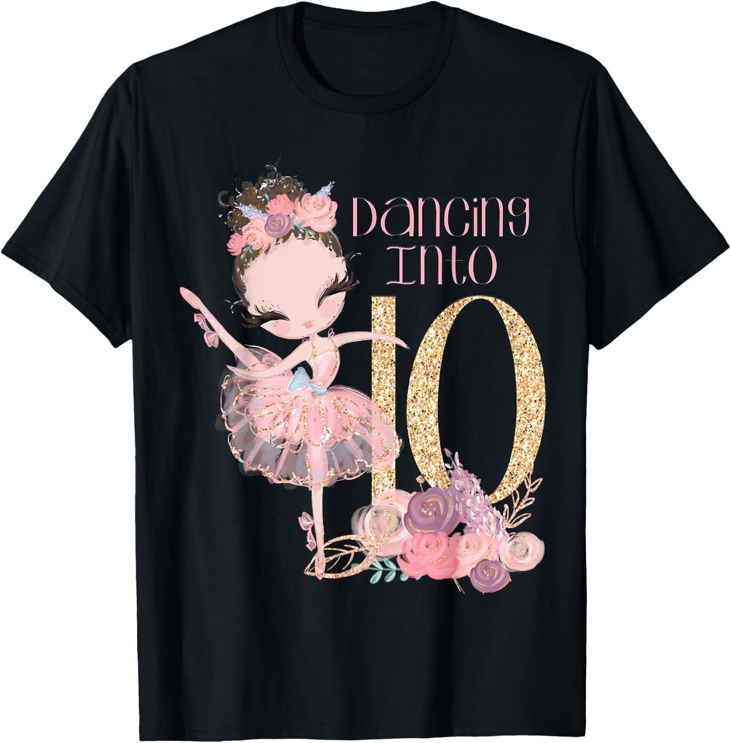 10th Birthday Ballerina Party Dancer Ballet Ten Dance Girls T-Shirt - T-Shirt | Black