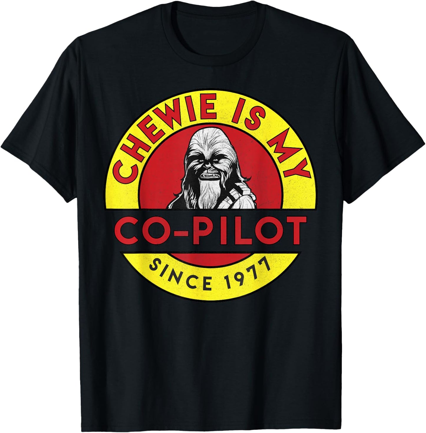 Star Wars Chewie Is My Co-Pilot Circle Graphic T-Shirt - T-Shirt | Black