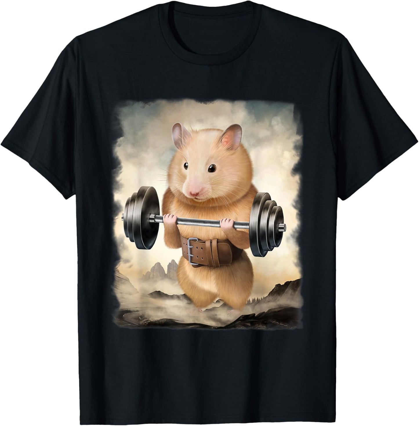 Hamster Muscle Training Weightlifting T-Shirt - T-Shirt | Black