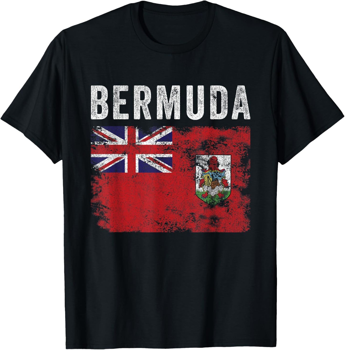 Bermuda Flag Distressed - Men Women Kids - Bermudian Flag T-Shirt - T-Shirt | Black