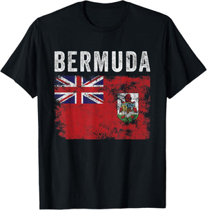 Bermuda Flag Distressed - Men Women Kids - Bermudian Flag T-Shirt - T-Shirt | Black