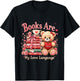 Books Are My Love Language Teddy Bear Book Lovers Valentine T-Shirt - T-Shirt | Black