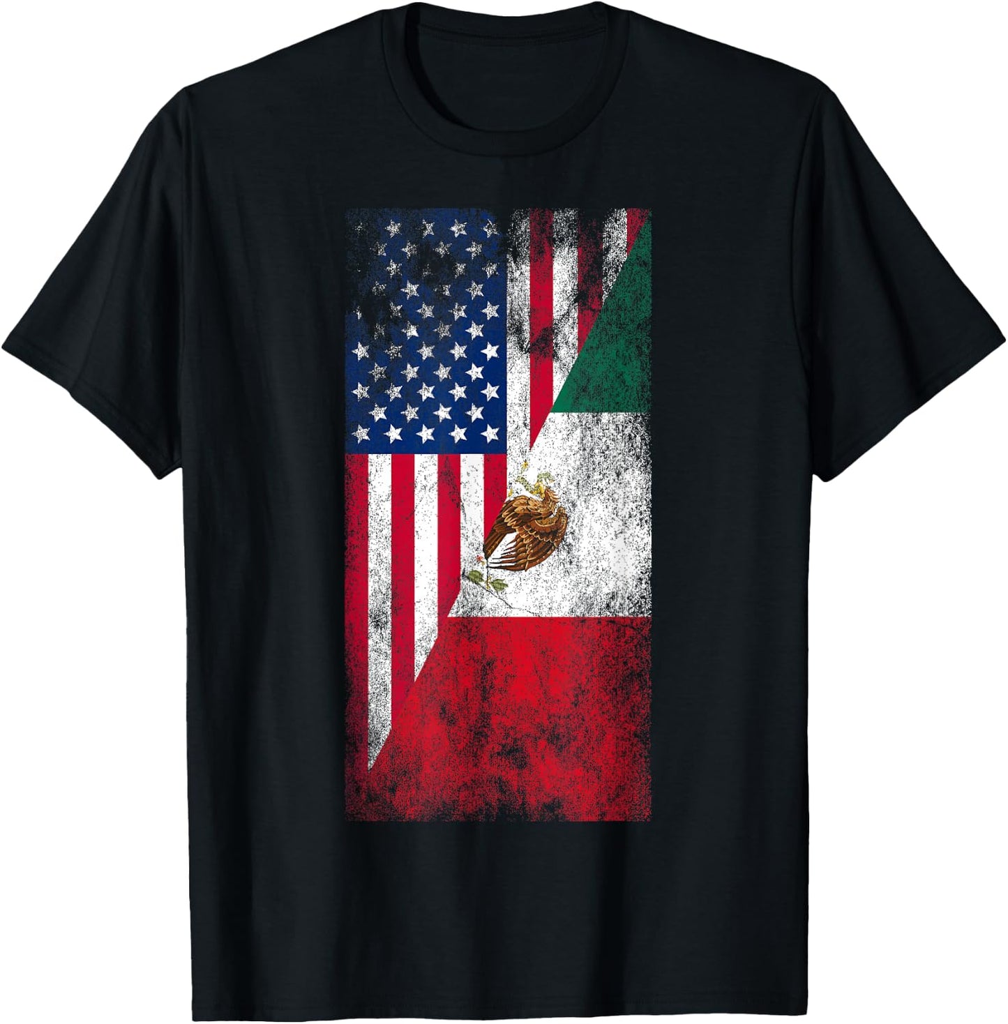 USA & Mexico Flags - United States of America, Mexican T-Shirt - T-Shirt | Black