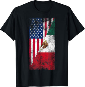 USA & Mexico Flags - United States of America, Mexican T-Shirt - T-Shirt | Black