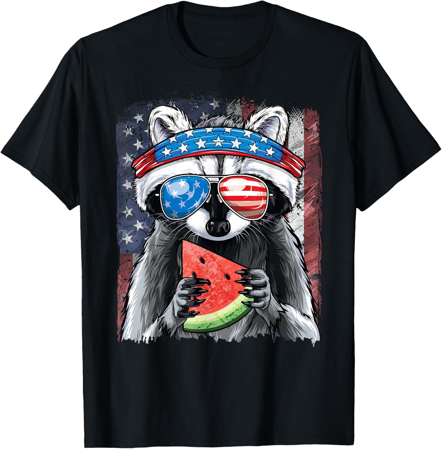 Trash Panda American Flag Boys Raccoon 4th of July T-Shirt - T-Shirt | Black