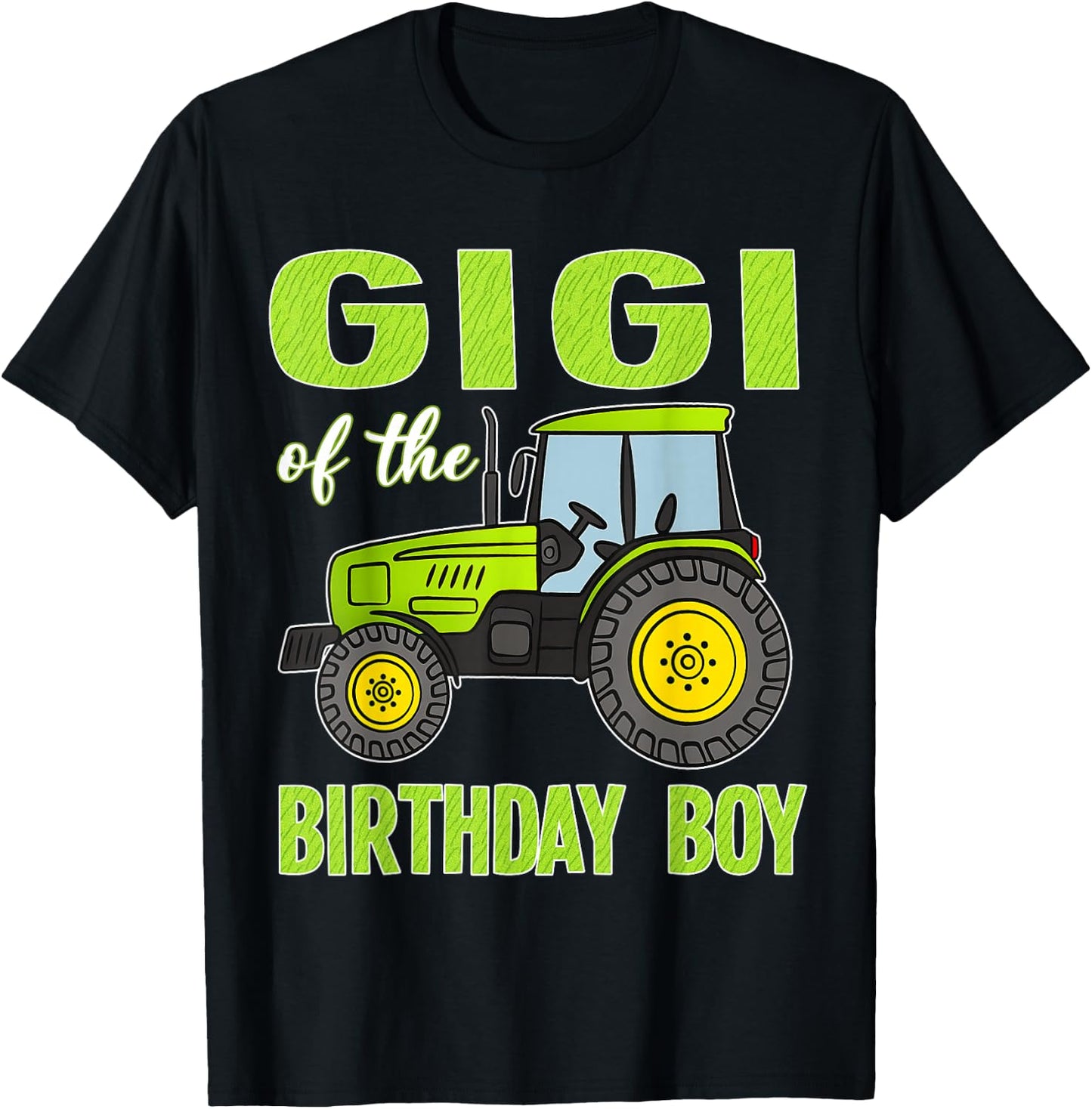 Gigi of The Birthday Boy Tractors Farm Trucks Family T-Shirt - T-Shirt | Black