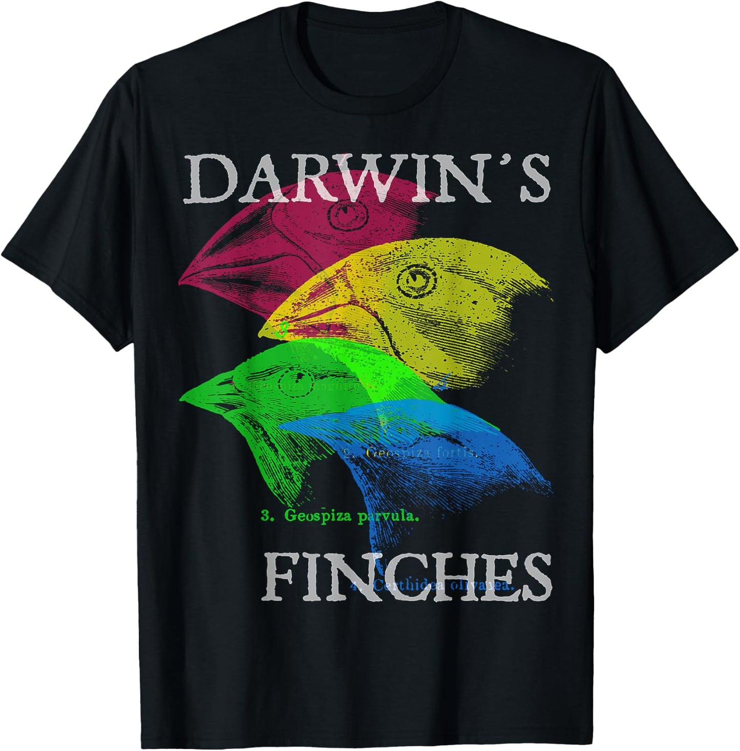 Nerdy Darwin's Finches Evolution Science Biology Teacher T-Shirt - T-Shirt | Black