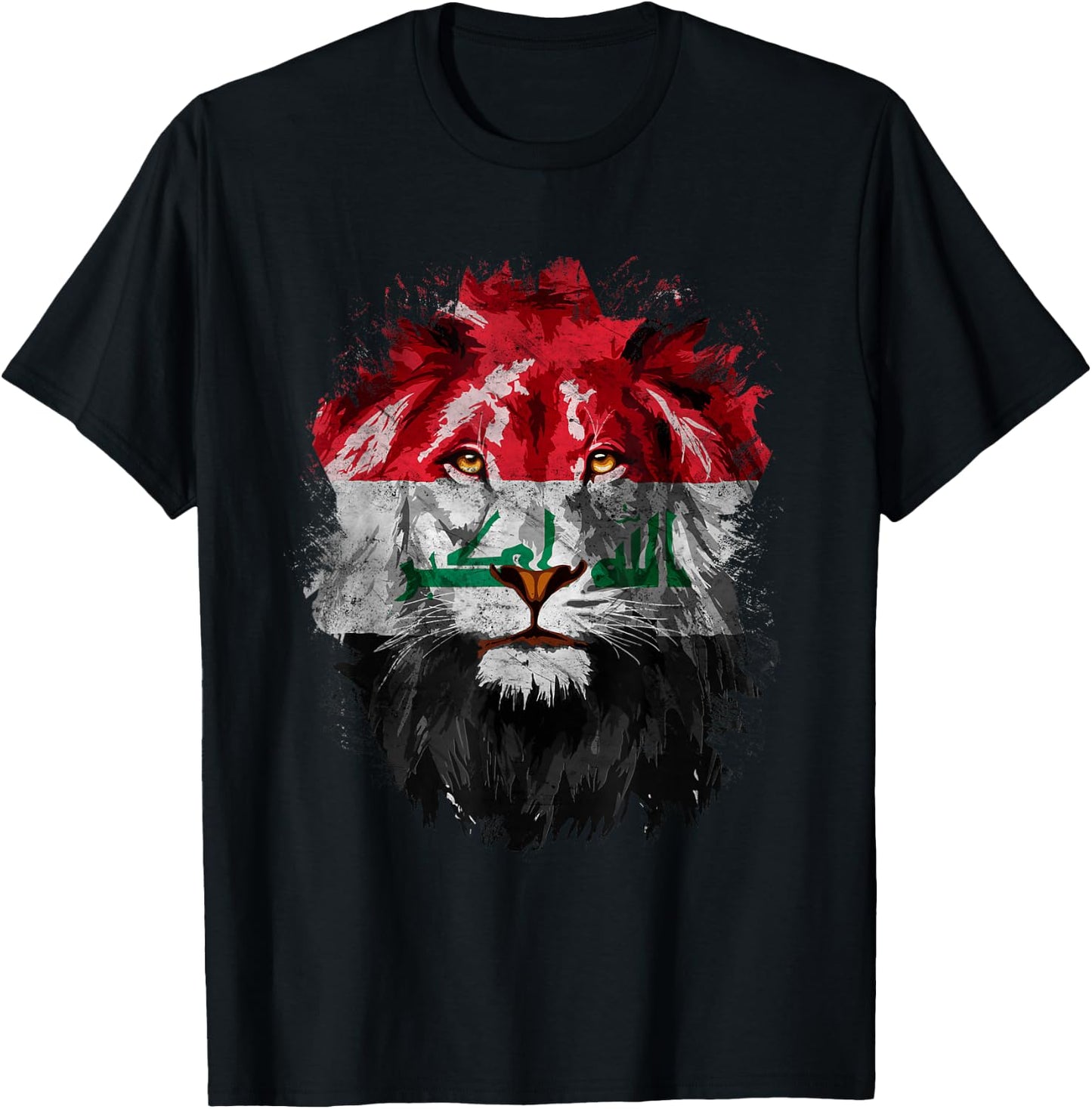 Vintage Iraq Flag Retro Iraqi Pride Lion Iraq Flag T-Shirt - T-Shirt | Black