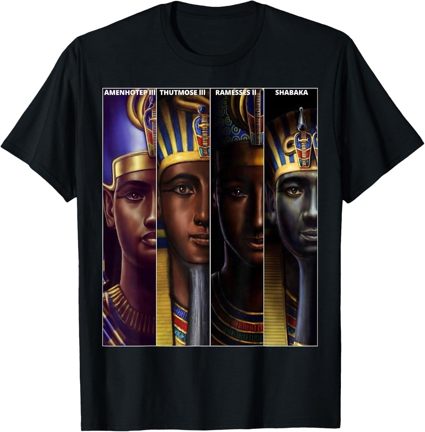 Pharaohs | Amenophis lll, Shabaka, Thutmose lll, Ramses II T-Shirt - T-Shirt | Black
