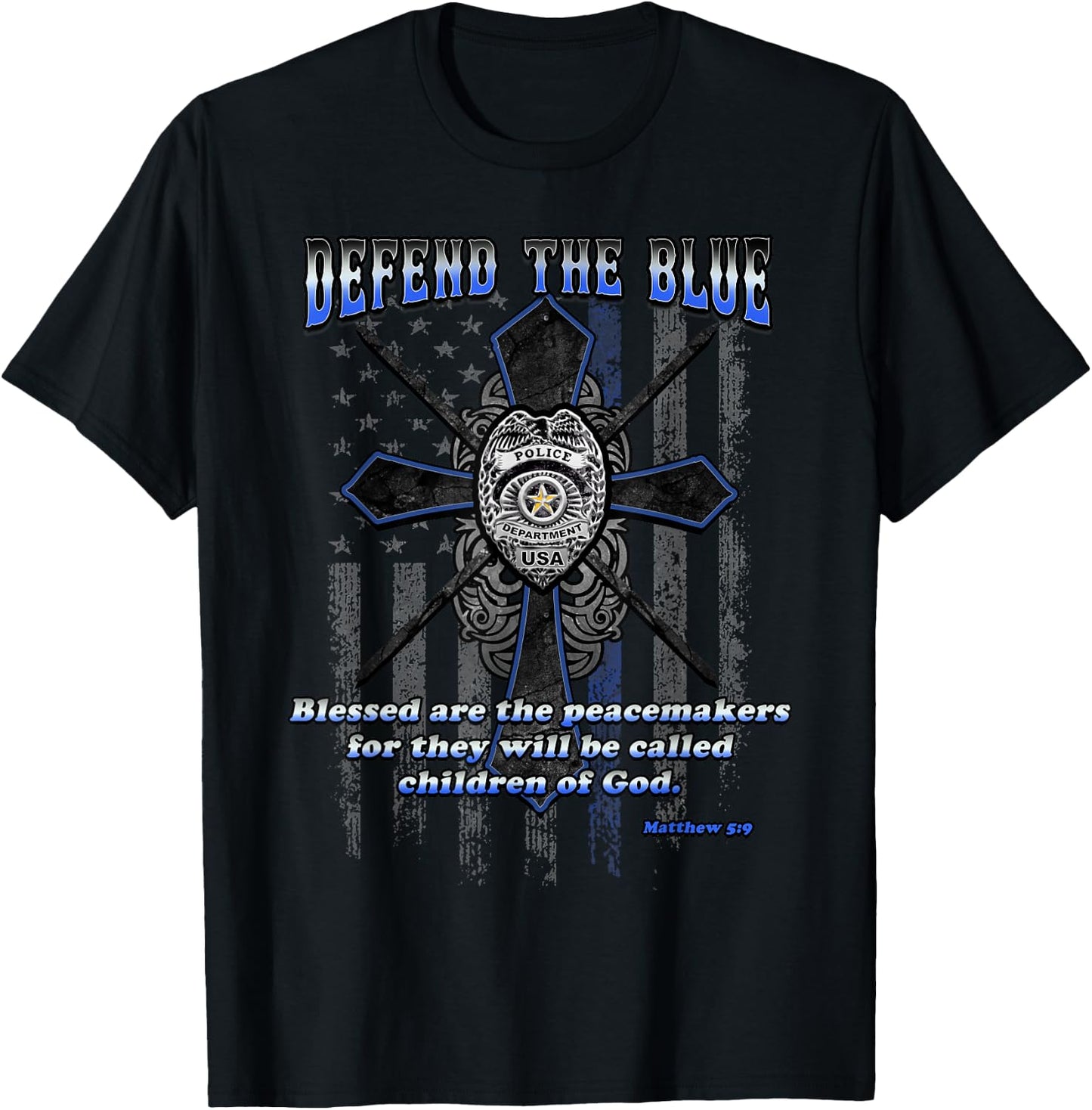 Back The Police | Blue Line | Defend The Blue T-Shirt - T-Shirt | Black