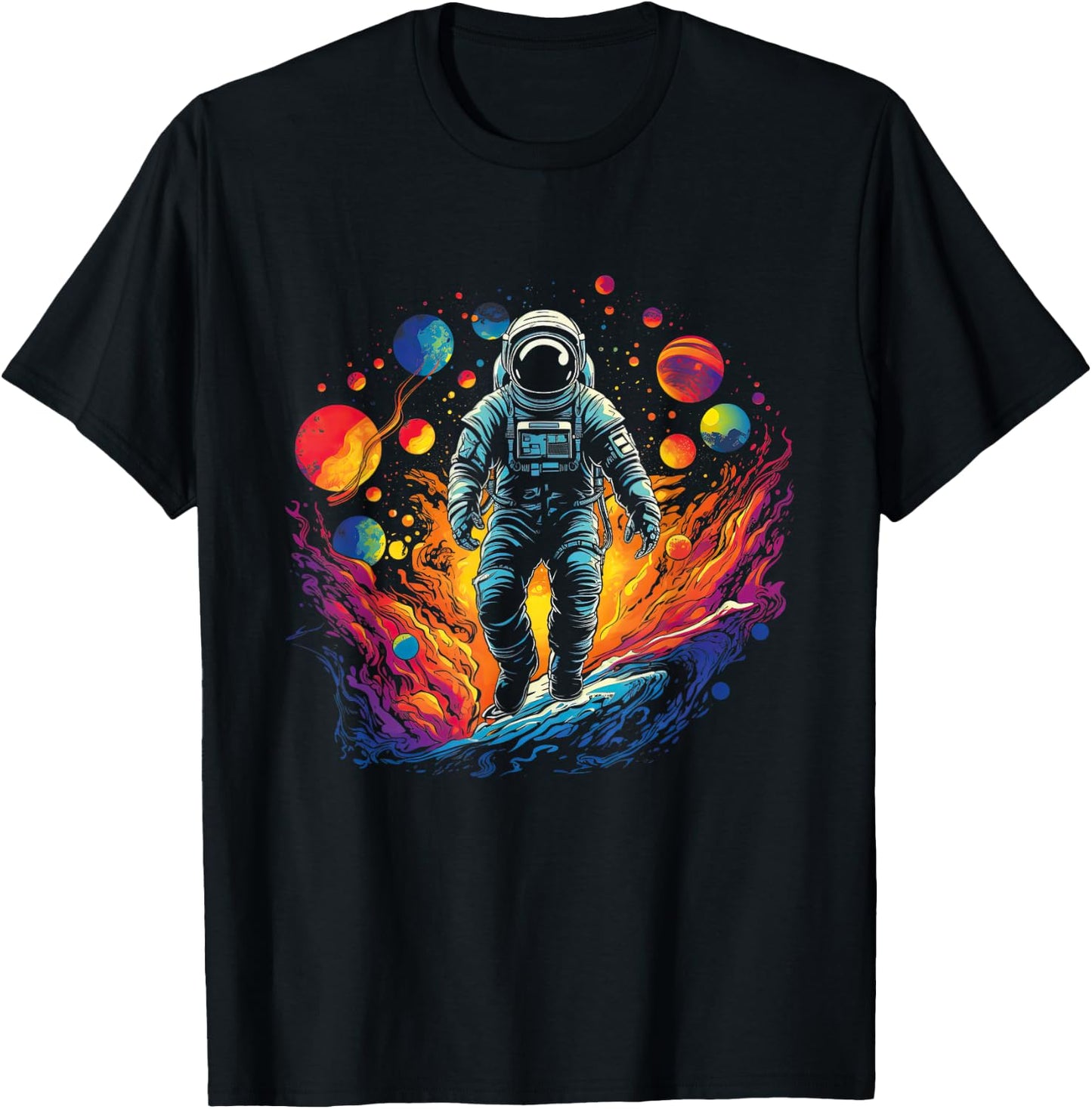 Space Galaxy Geek Astronaut Artwork Science T-Shirt - T-Shirt | Black