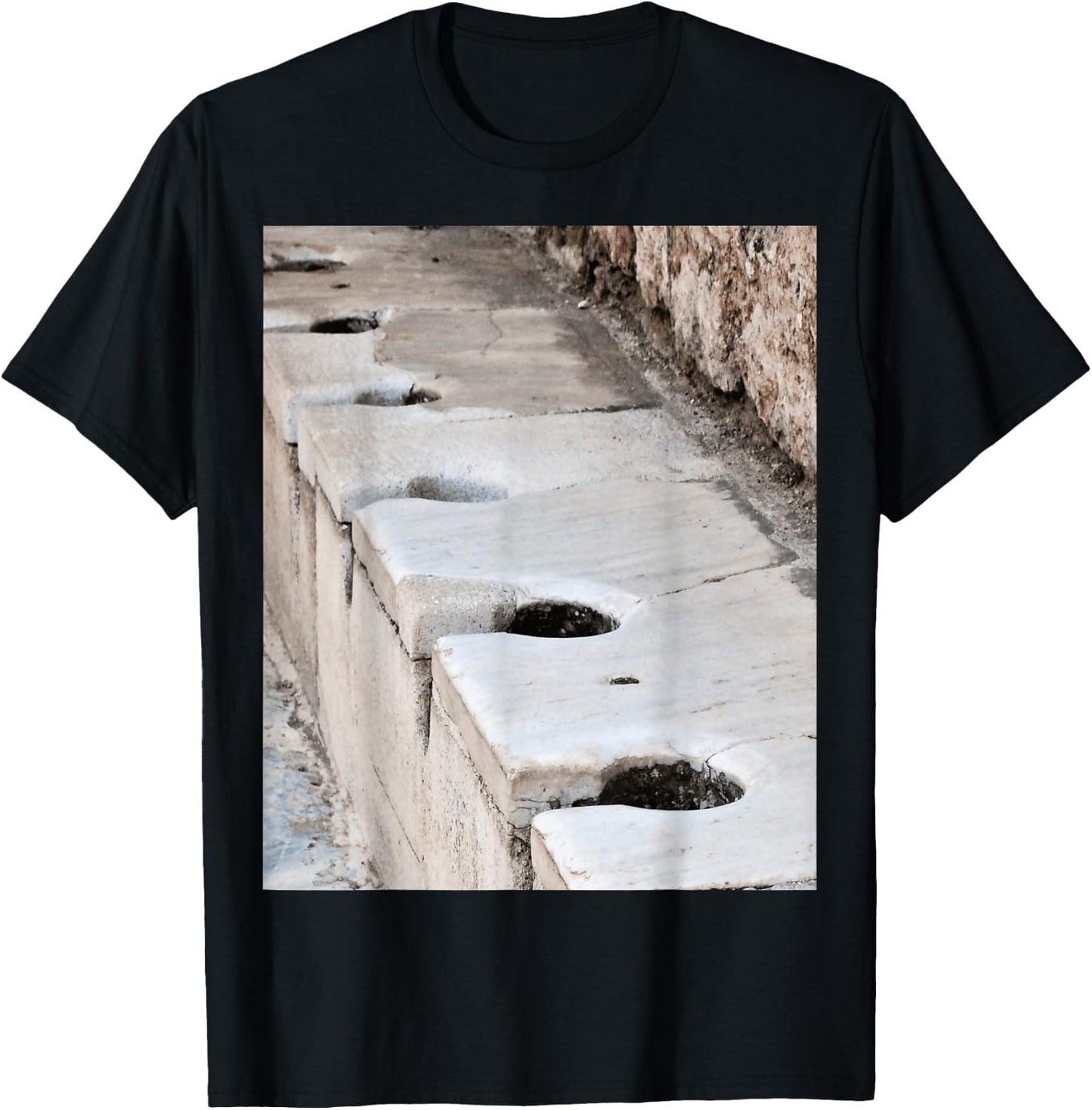 Latriana, Ancient Roman Lavatory In Ephesus Turkiye T-Shirt - T-Shirt | Black
