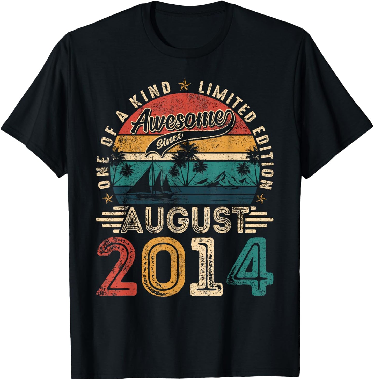 Awesome Since August 2014 Vintage Retro 11th Birthday Boys T-Shirt - T-Shirt | Black