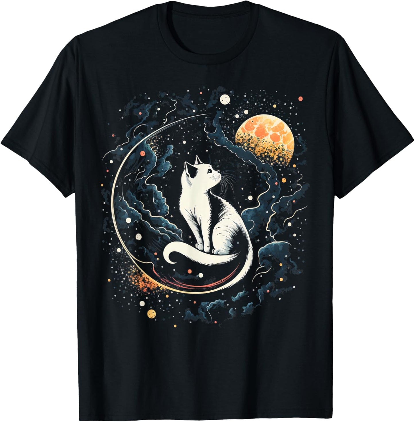Astronaut Cat or Funny Space Cat on Galaxy Cat Lover T-Shirt - T-Shirt | Black
