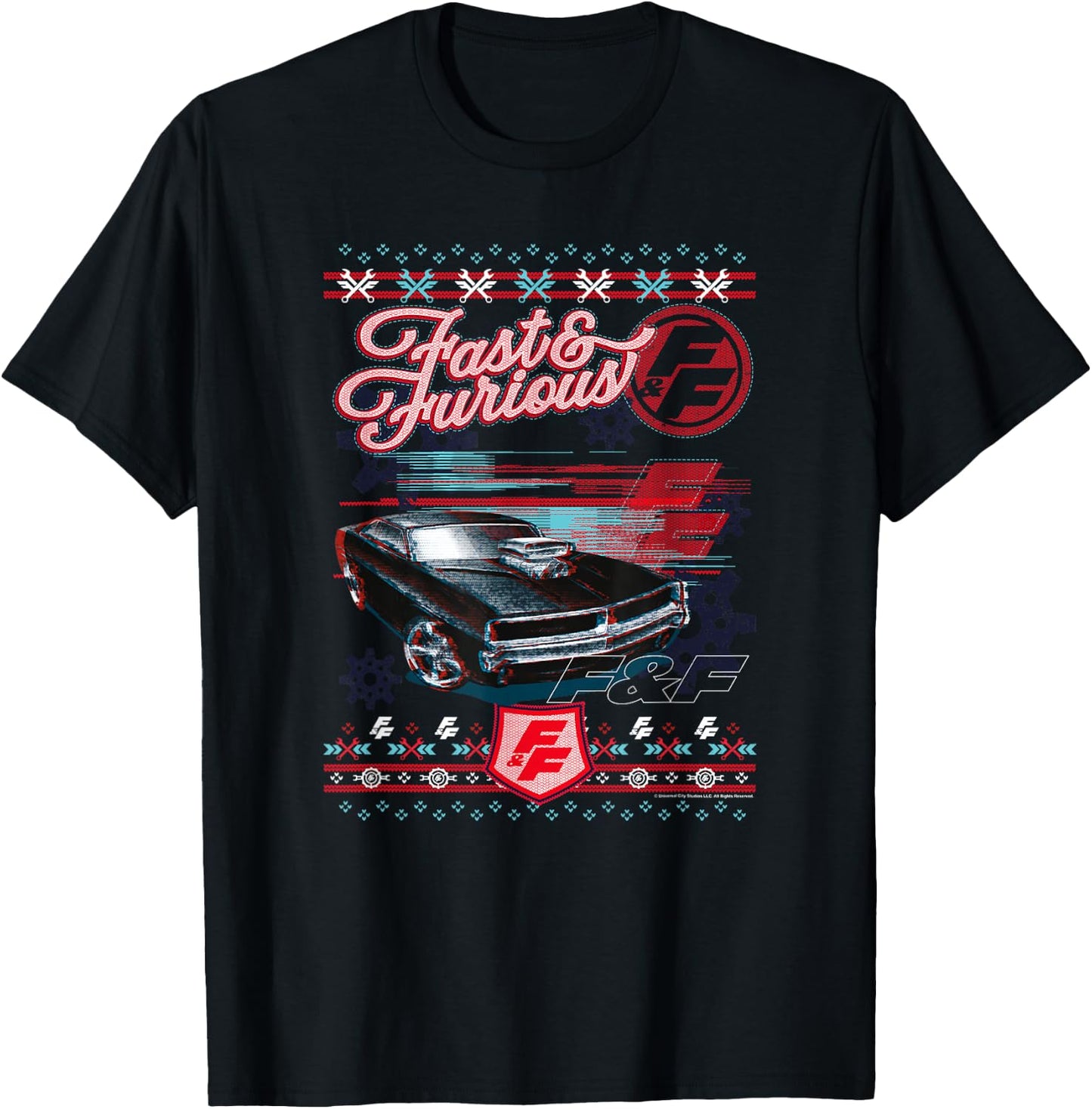 Fast & Furious Ugly Christmas Sweater Car Logo T-Shirt - T-Shirt | Black