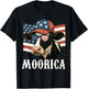Funny Moorica 4th Of July Patriotic Cow USA Flag Farmer T-Shirt - T-Shirt | Black