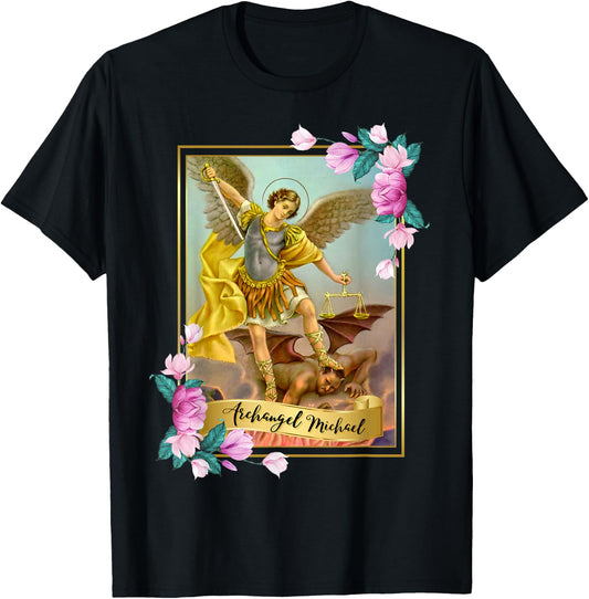St Michael the Archangel - Protector Catholic Church Angel T-Shirt - T-Shirt | Black