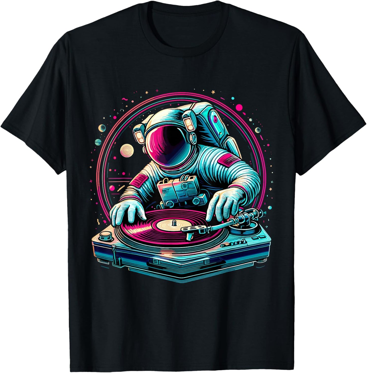 Astronaut Space DJ Planets DJing in Space T-Shirt - T-Shirt | Black