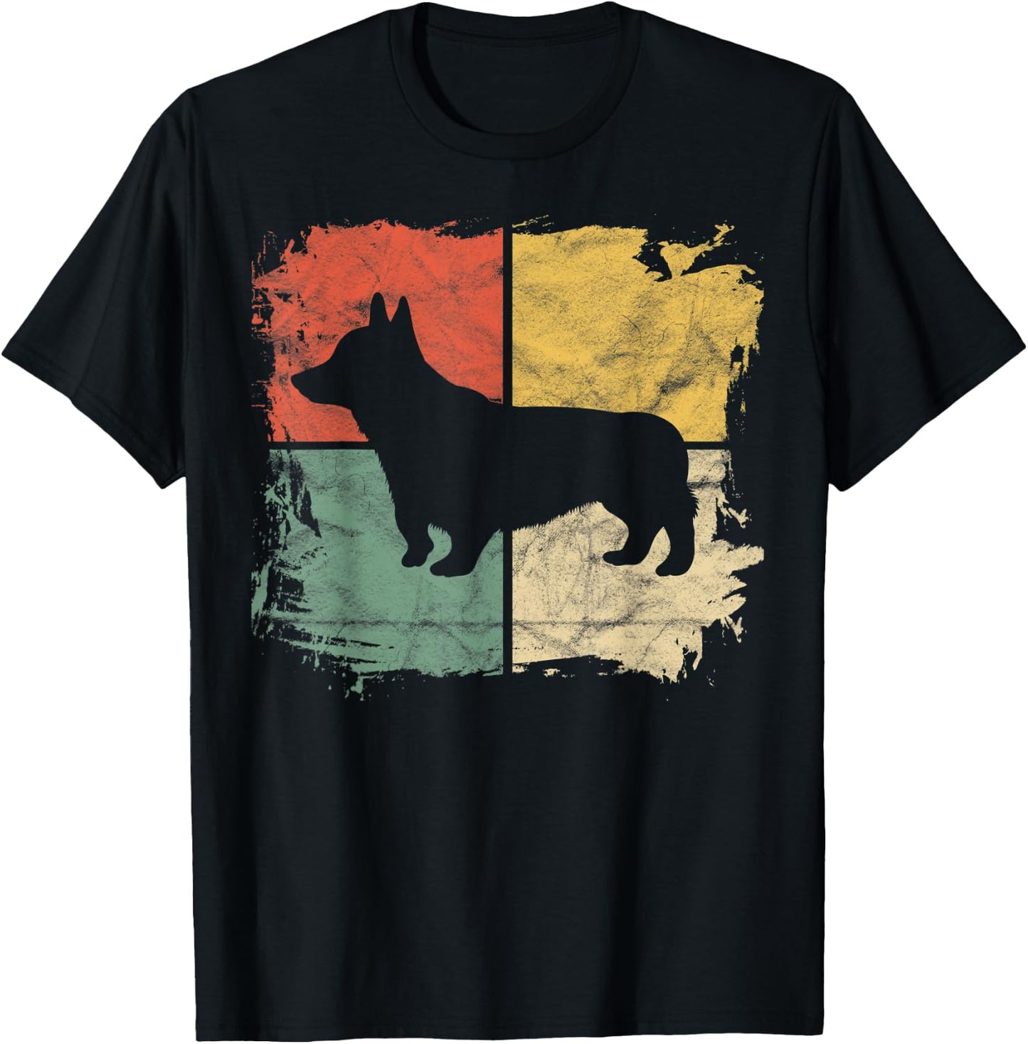 Square Retro Corgi Owner Gift Dog Welsh Corgi Dad Pet Mom Men Women Kids T-Shirt - T-Shirt | Black