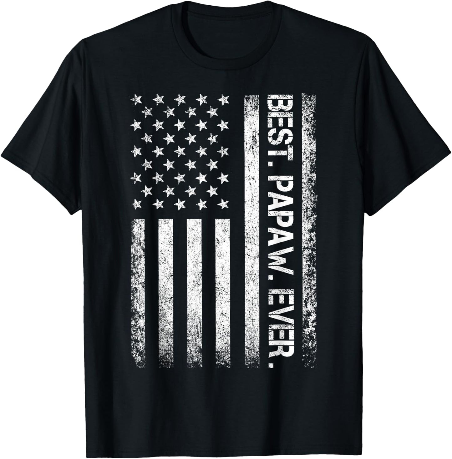Best Papaw Ever Vintage American Flag T Shirt T-Shirt - T-Shirt | Black