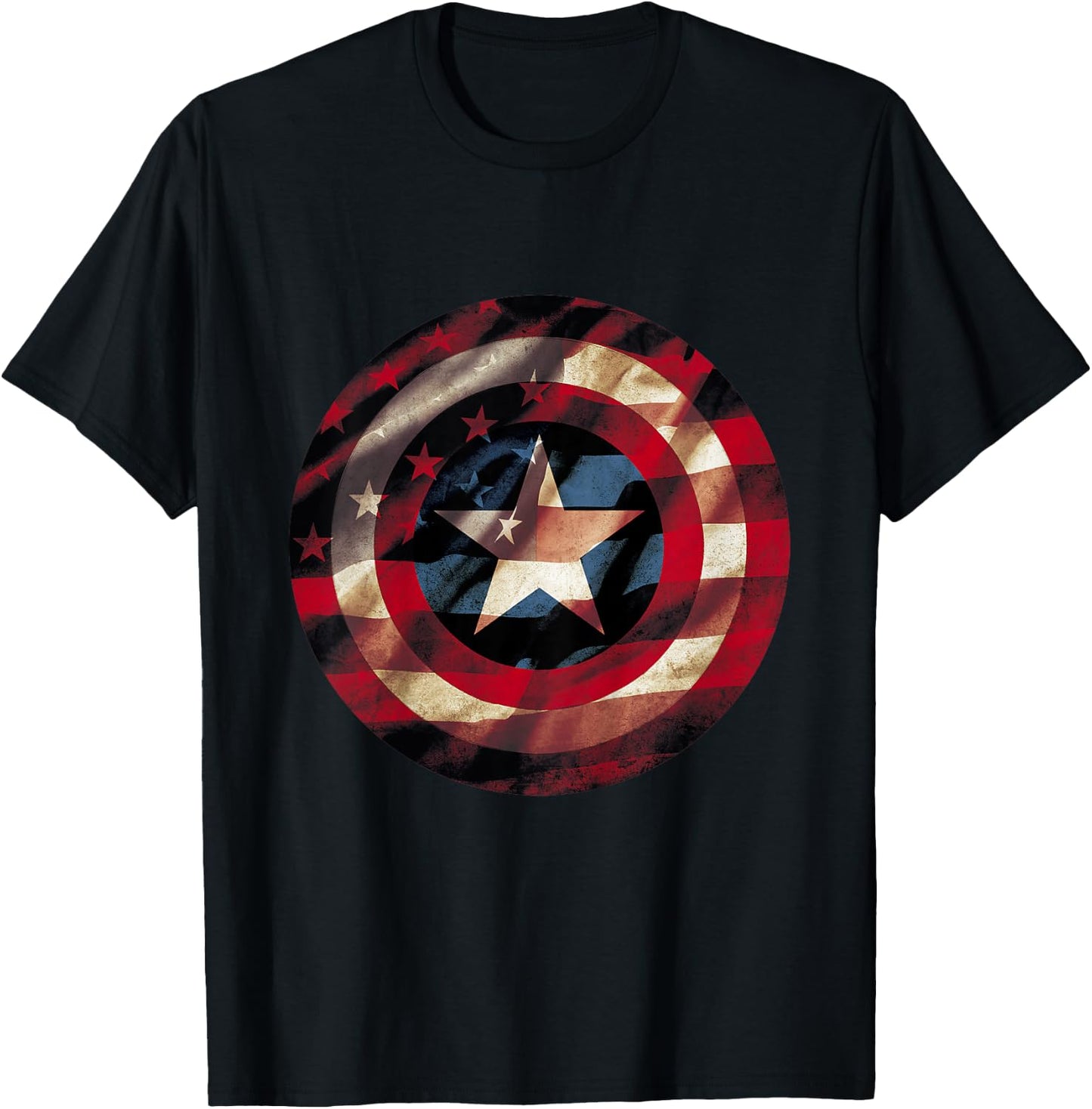 Kids Marvel Captain America Shield Flag Kids Graphic T-Shirt - T-Shirt | Black