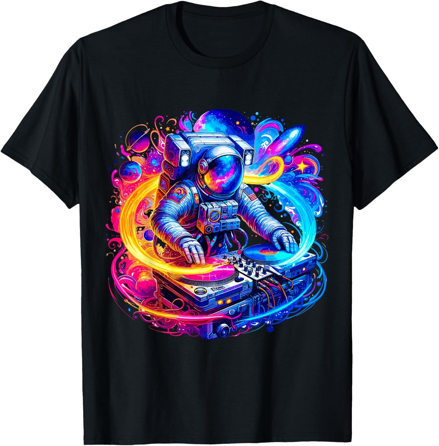 Astronaut DJ in Space Music EDM T-Shirt - T-Shirt | Black
