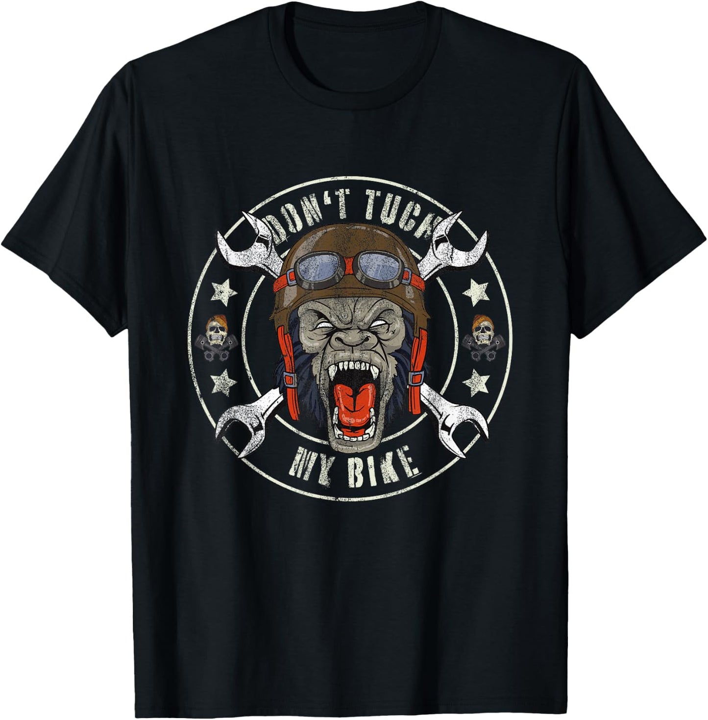Don't Tuch My Bike Gorilla and Wrenches Biker Mechanic T-Shirt - T-Shirt | Black