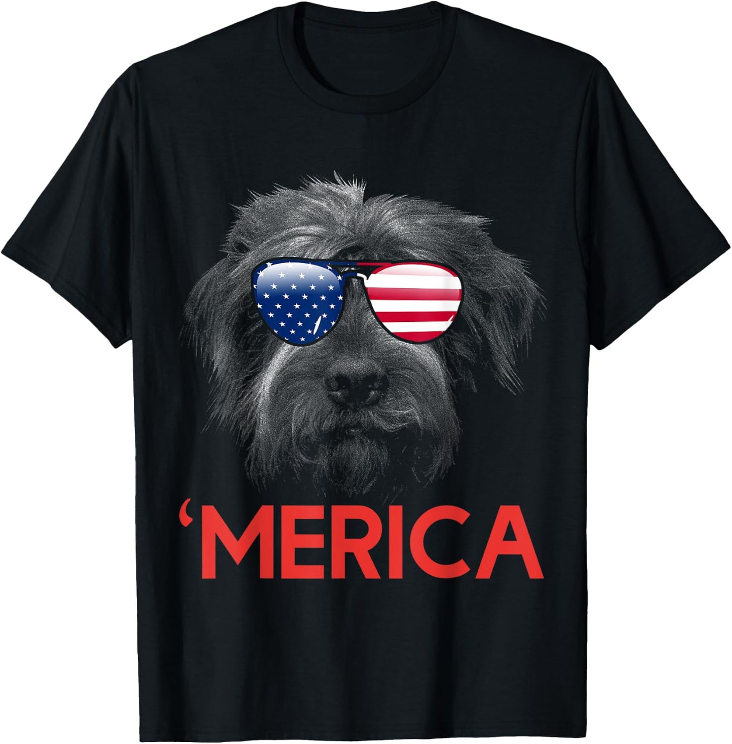 Merica Wirehaired pointing griffon American Flag Women Men T-Shirt - T-Shirt | Black