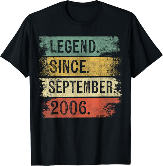 Legend Since September 2006 Birthday T-Shirt - T-Shirt | Black