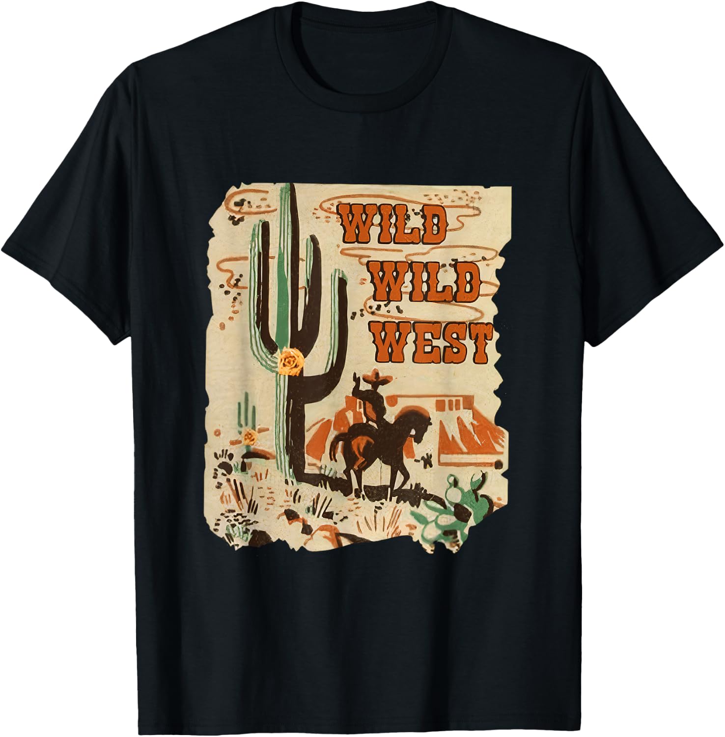 Wild Wild West Western Life Southwest Desert Vibes Cactus T-Shirt - T-Shirt | Black