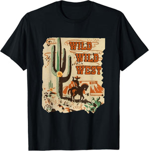 Wild Wild West Western Life Southwest Desert Vibes Cactus T-Shirt - T-Shirt | Black