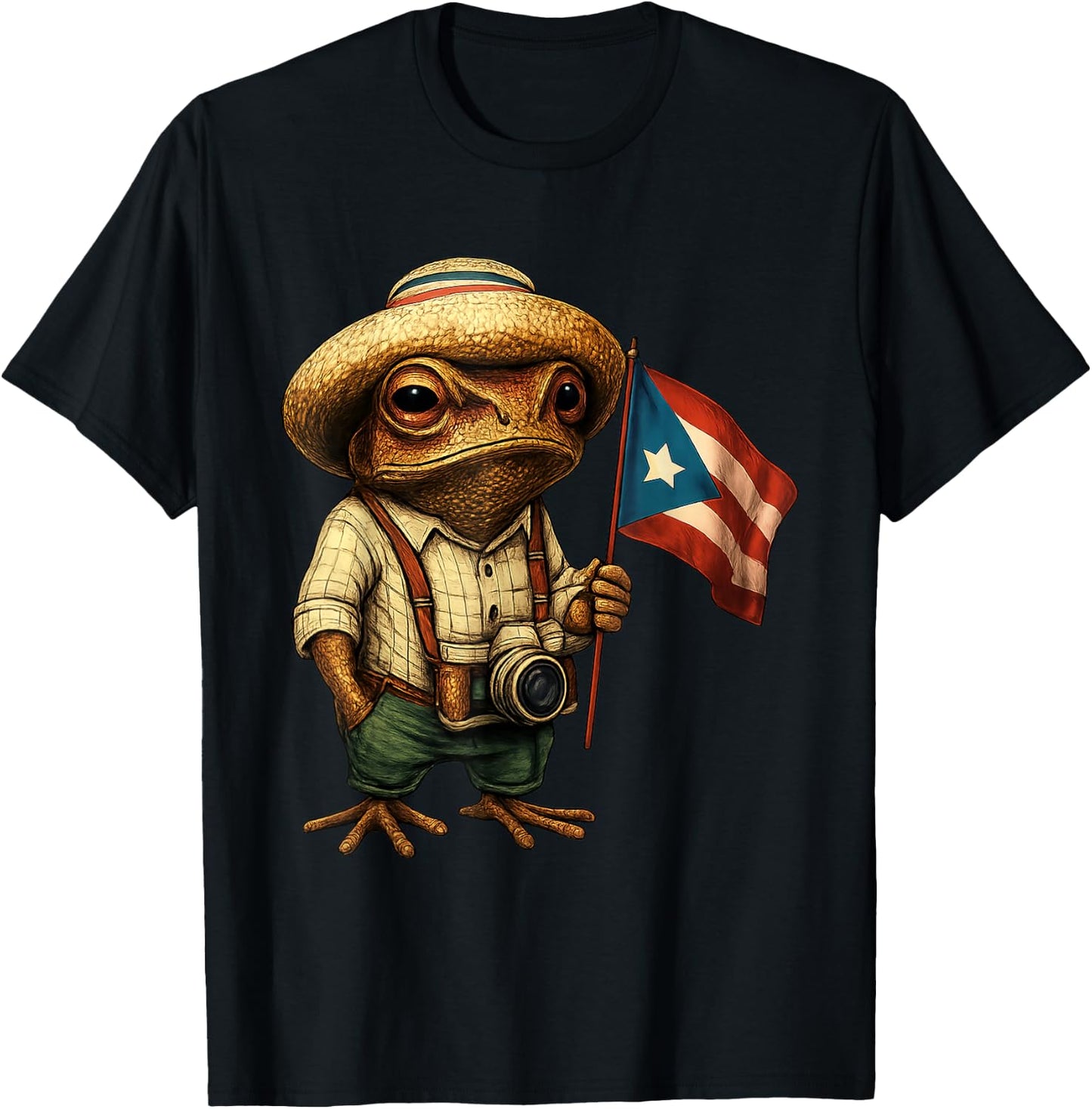 Coqui Frog Puerto Rico Puerto Rican Flag Taino Boricua T-Shirt - T-Shirt | Black
