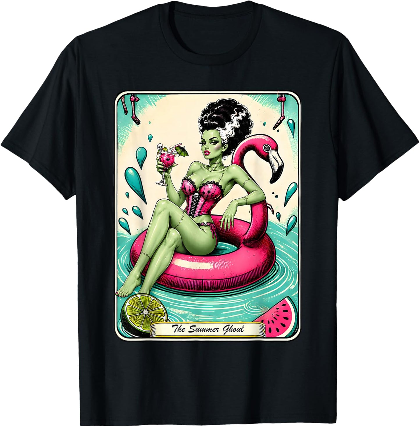 Spooky Summer Ghoul Summerween Goth Tarot Card T-Shirt - T-Shirt | Black