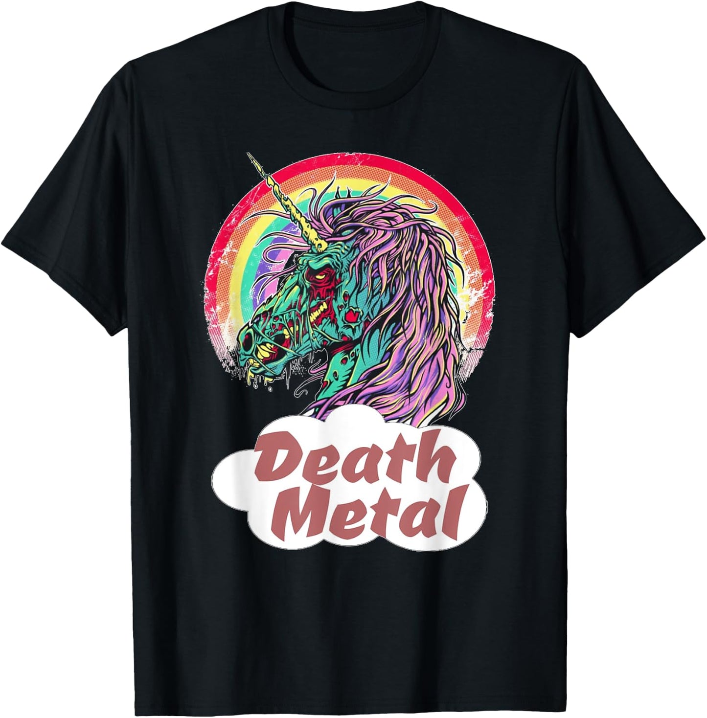 Zombie Unicorn Death Metal Rocker T-Shirt - T-Shirt | Black