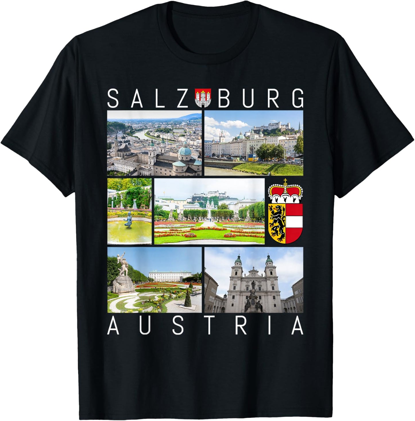Salzburg Austria Mozart Classical Music Sound Sights Gallery T-Shirt - T-Shirt | Black