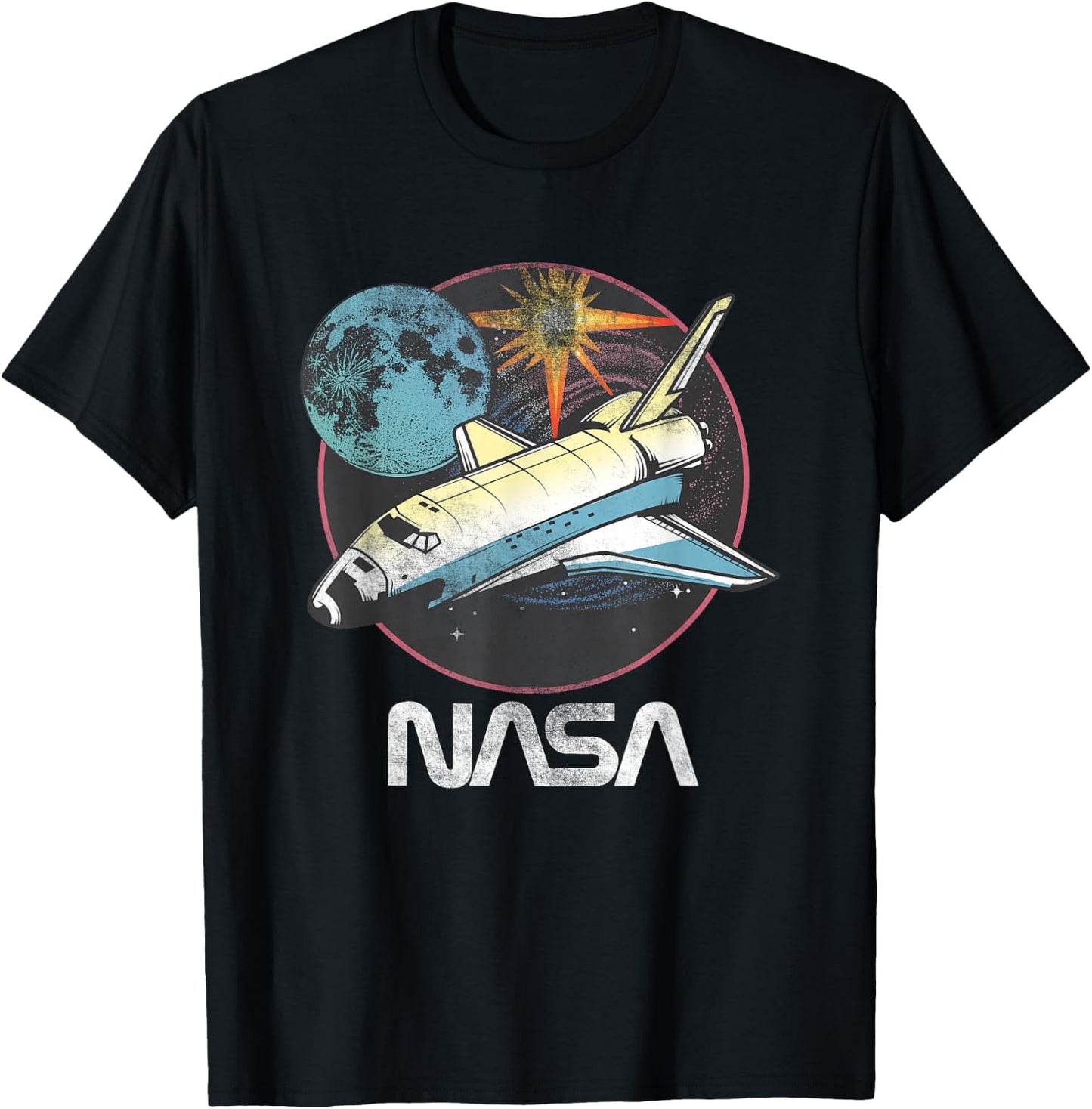 NASA Iconic Space Shuttle Blast Vintage Big Chest Poster T-Shirt - T-Shirt | Black