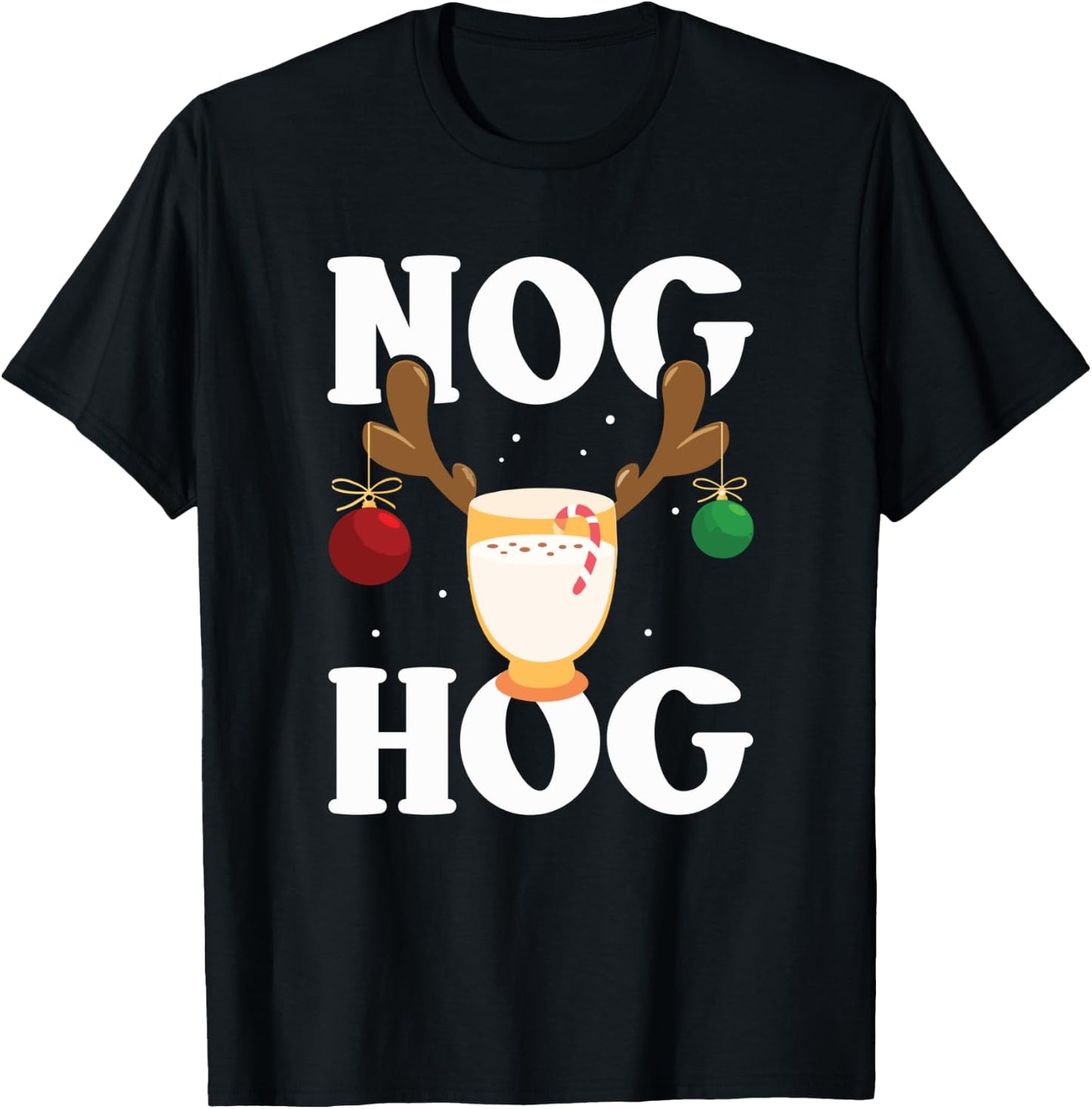 Nog Hog - National Eggnog Day - Egg Nog Christmas Holiday T-Shirt - T-Shirt | Black