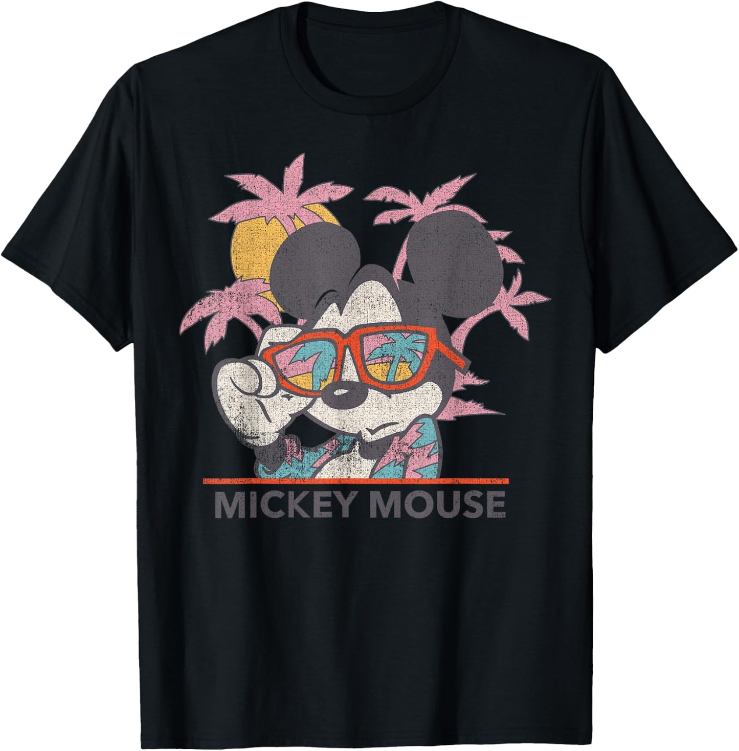 Disney Mickey and Friends Mickey Mouse Tropical Portrait Small T-Shirt - T-Shirt | Black