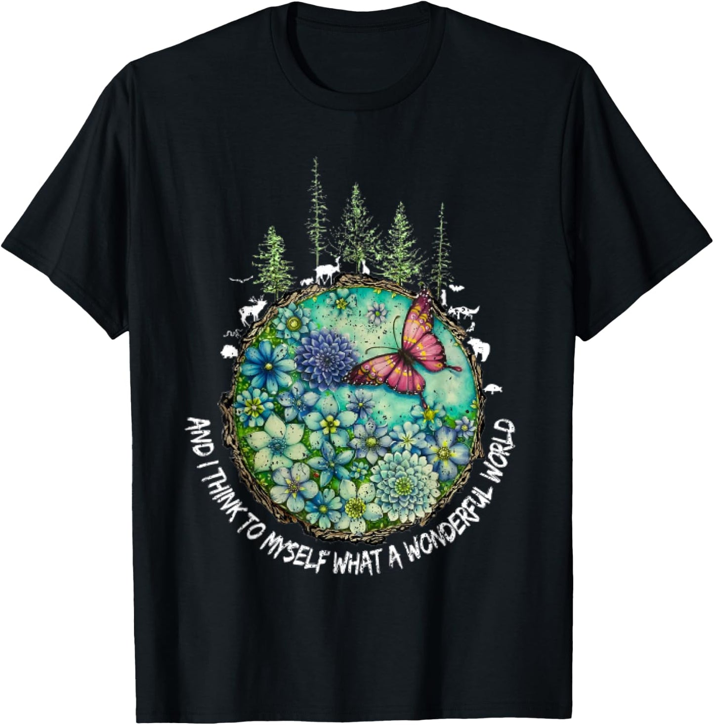 and I Think to Myself What A Wonderful World Hippie Peace T-Shirt - T-Shirt | Black